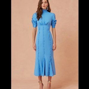 Keepsake Beloved Long Sleeve Midi Dress Royal Blue